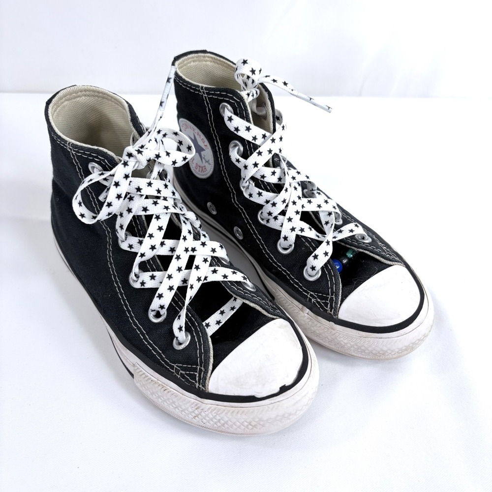 Converse Chuck Taylor All Star High Top Black Star Print Laces 3J231‎ Youth 11.5
